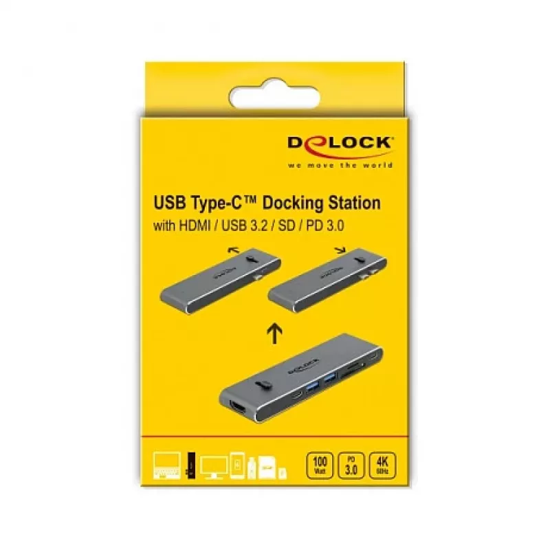 Telakointiasema DeLOCK Dual USB Type-C HDMI USB 3.2 SD PD 3.0