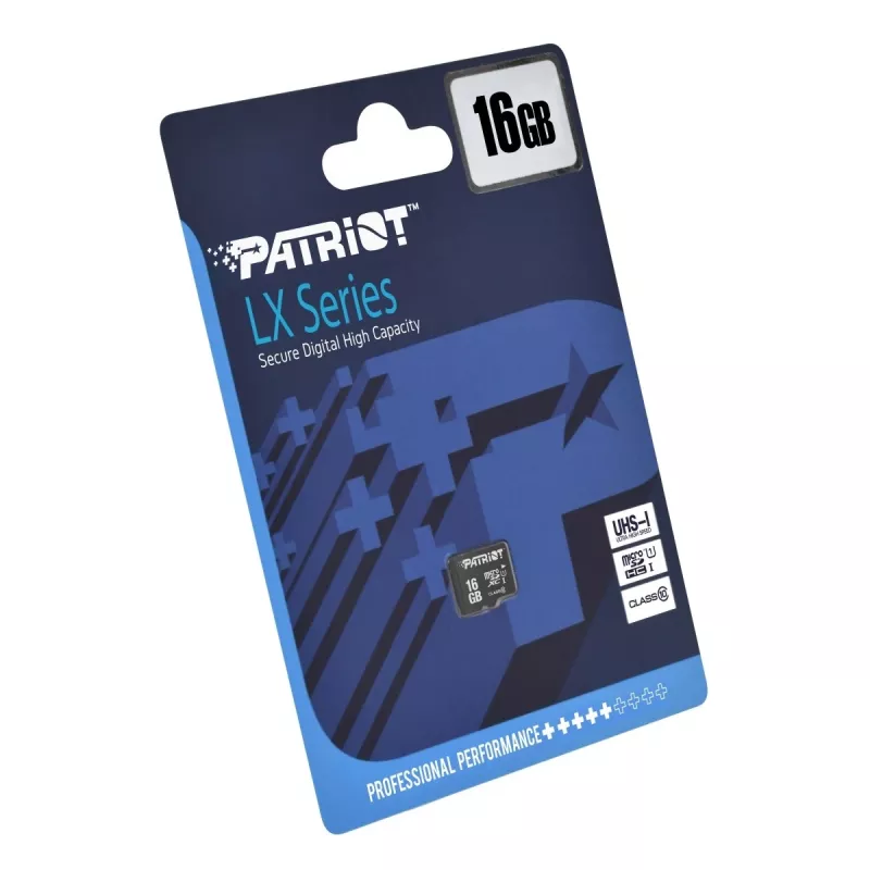 MicroSDHC-muistikortti PATRIOT PSF16GMDC10 — 16 GB, Class 10, UHS-I (U1), 80 MB/s, musta