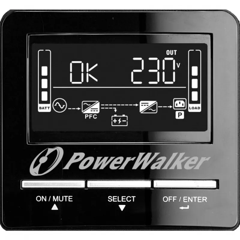 PowerWalker VI 1100 CW Line-Interactive-UPS 1100 VA (1,1 kVA), 770 W, 7 Ah, RS-232, USB, musta