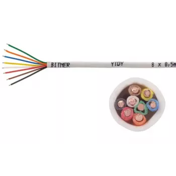 Hälytyskaapeli BITNER YTDY 8x0,5 100 m — 8 johdinta, 0,5 mm², PVC-vaippa