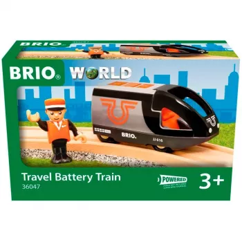 Matkustajajuna BRIO 63604700 oranssi-musta, puinen leikkijunasetti, yhteensopiva BRIO-kiskojen kanssa