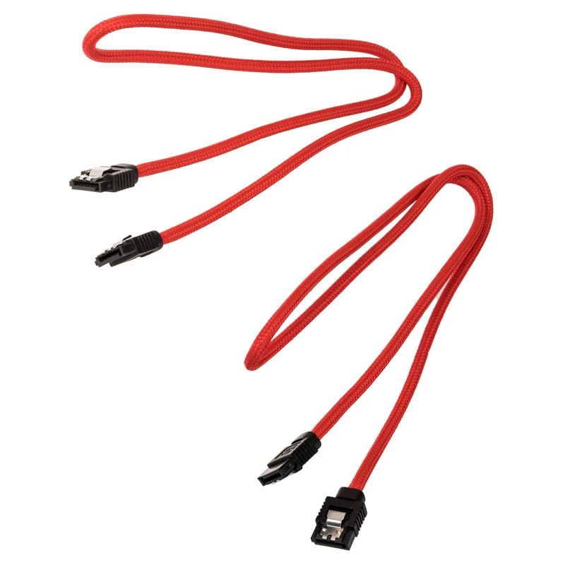 Corsair CC-8900254 Premium Sleeved SATA-kaapeli, SATA (M) – SATA (M), 60 cm, punainen (2 kpl)