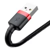 USB-A - Lightning -kaapeli Baseus Cafule 2.4A QC 3.0, 1 m — musta/punainen
