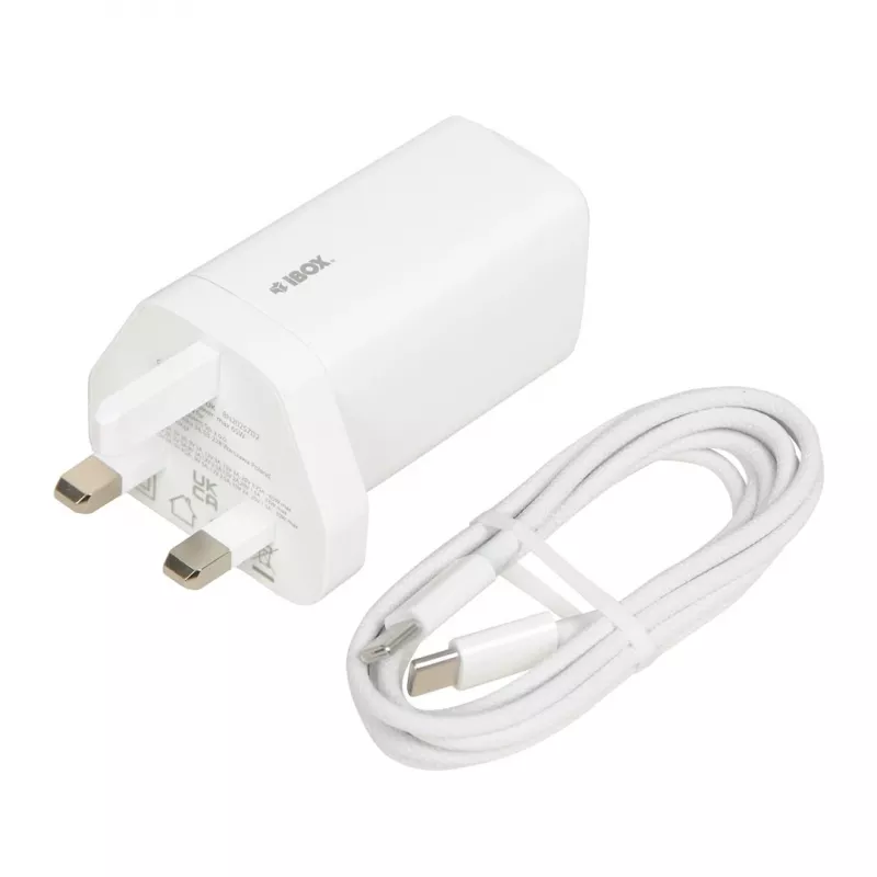 iBOX C-65 valkoinen, GaN 65W yleislaturi UK-pistoke