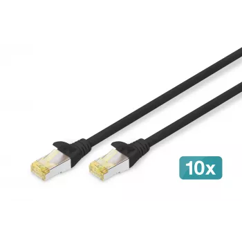 DIGITUS CAT 6A S/FTP -verkkokaapeli DK-1644-A-020-BL-10, 2 m, musta, 10 kpl