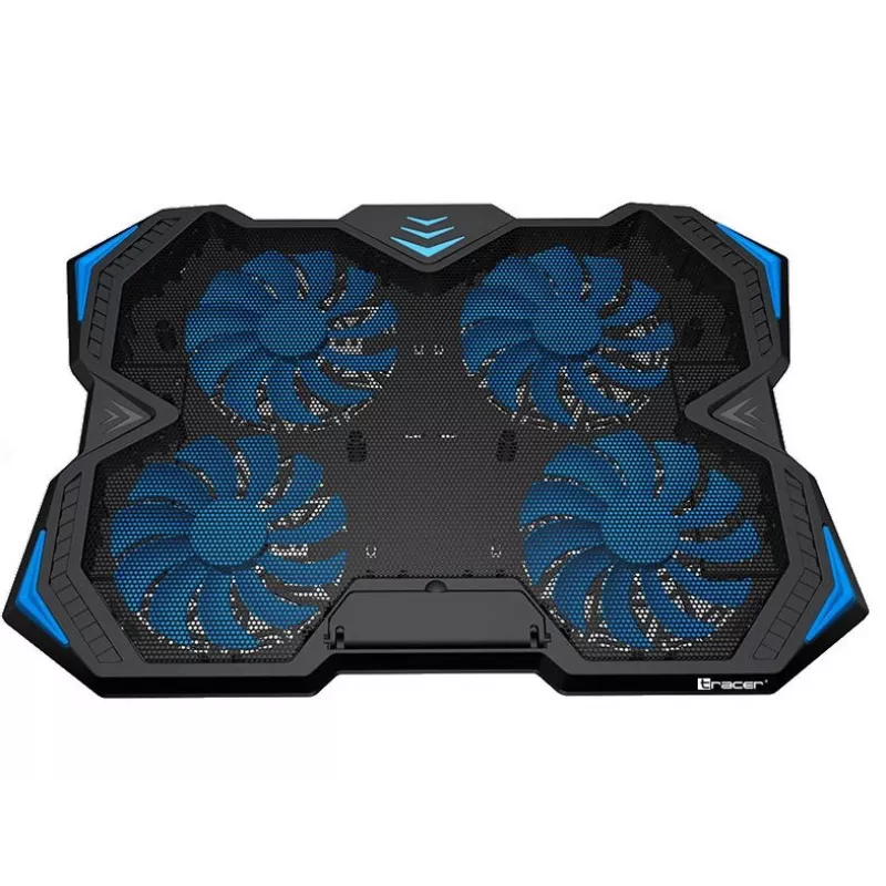 Tracer Gamezone Turbo kannettavan jäähdytysalusta enintään 17", 4 tuuletinta 140 mm, USB-keskitin, sininen LED, musta