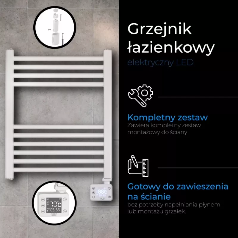 LED sähköinen kylpyhuonepatteri | AD 7823 | patteri | 400 W | valkoinen | IP24