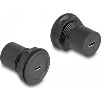 DeLOCK USB 2.0 Type Micro-B - USB 2.0 Type Micro-B -asennusliitin musta