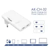 Akyga AK-CH-32 ohut GaN-USB-C-laturi 65 W, 2 x USB-C PD, valkoinen