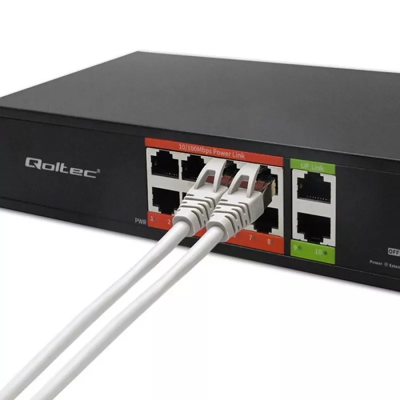 Verkkokytkin QOLTEC FAST Ethernet PoE 8xRJ45 2xRJ45 uplink