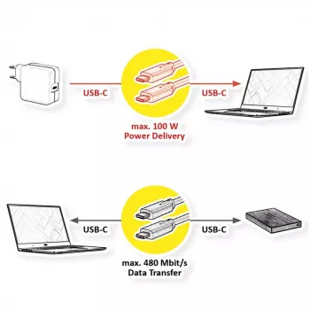 USB-kaapeli VALUE 11.99.8310 3 m USB C musta USB 2.0