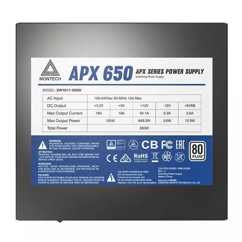 Montech APX650 virtalähde 650 W 20+4 pin ATX ATX musta