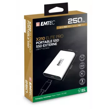 EMTEC kannettava SSD X210 Elite Pro 250 GB 3.2 Gen2 ulkoinen asema