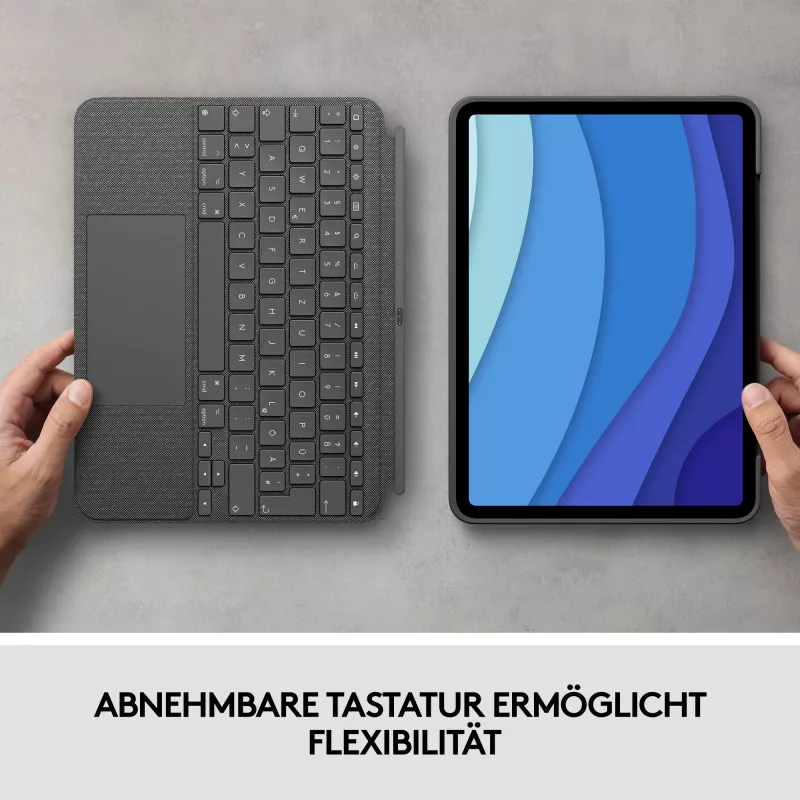 Combo Touch -kotelo näppäimistöllä US iPad Pro 11 1,2,3 gen harmaa