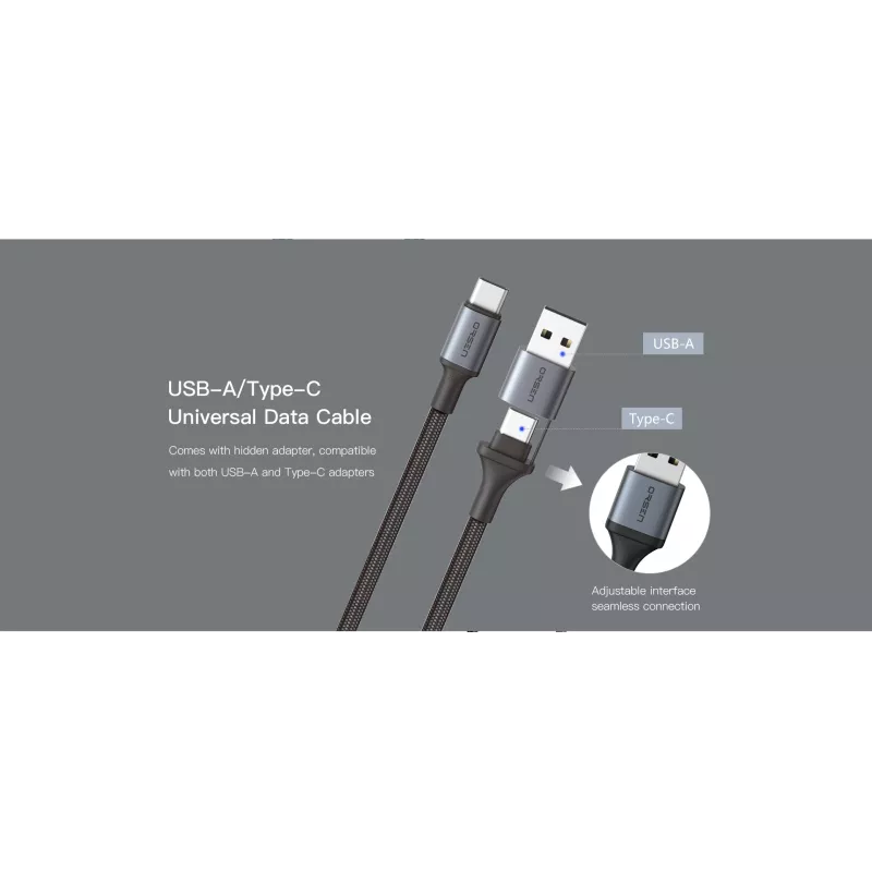 USB Type-C 2-in-1 -kaapeli Orsen S8, 5A, 1,5 m (pikalataus/tiedonsiirto)