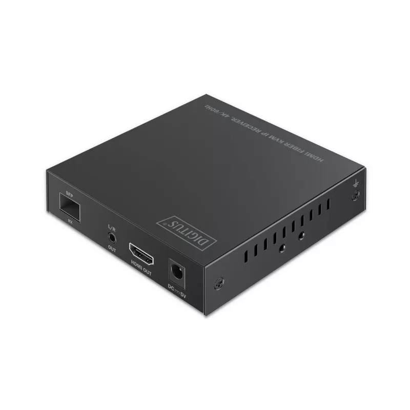 Vastaanotin Digitus HDMI Fiber KVM IP Receiver 4K/60Hz johdollinen USB