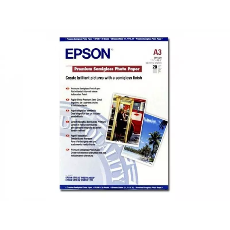 Epson Premium Semigloss valokuvapaperi, DIN A3, 251 g/m², 20 arkkia