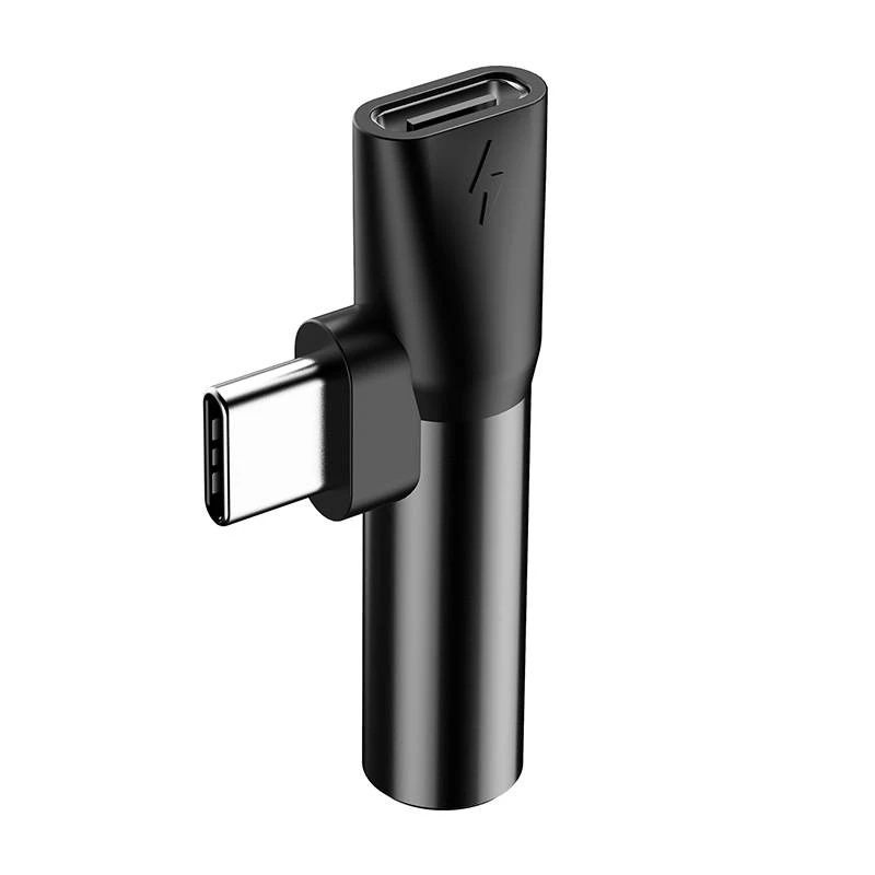 Baseus audio-adapteri USB-C 3,5 mm miniliitäntä + USB-C (musta)