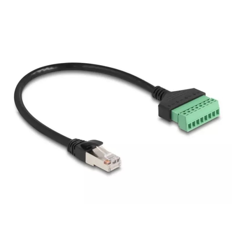 DeLOCK RJ45 -kaapeli Cat.6 uros liitinrimaan adapteriin 30 cm musta vihreä