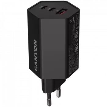 CANYON laturi HEXAGON 65 GaN 65W 2xPD 1xQC EU musta (CND-CHAHEX65B)