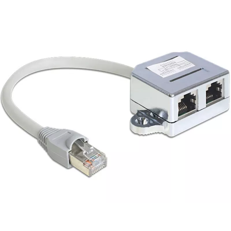 DeLOCK 65441 RJ45-portin kaksoiskytkin, Ethernet 100Base-TX -jakaja, 1x RJ-45 (uros) – 2x RJ-45 (naaras), 15 cm