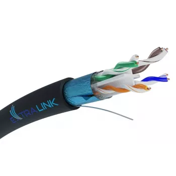 Verkkokaapeli Extralink Twisted Pair CAT6 FTP (F/UTP) V2 ulkokäyttöön 305 m musta