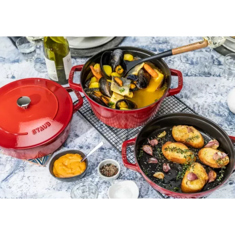 Staub La Cocotte pyöreä valurautainen haudutuspata – 3-TEILIGES SET