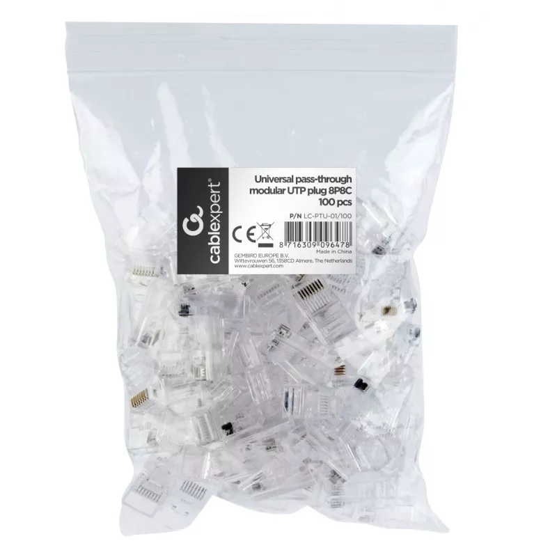 Johdinliitin Gembird LC-PTU-01/100 8P8C RJ45 läpinäkyvä