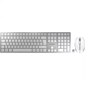 CHERRY DW 9100 SLIM -näppäimistö hiiri sisältyy yleiskäyttöön RF langaton + Bluetooth QWERTZ saksa hopea