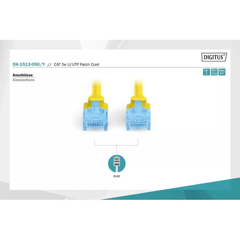 Verkkokaapeli Digitus CAT 5e U/UTP DK-1512-050/Y 5 m keltainen