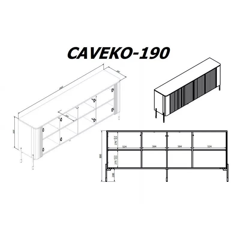 Cama Meble VERA lipasto 190x40x80 cm, mattamusta