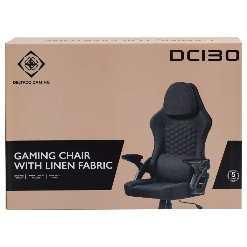 Deltaco DC130 pelituoli Soft Woven Mesh musta (GAM-180)