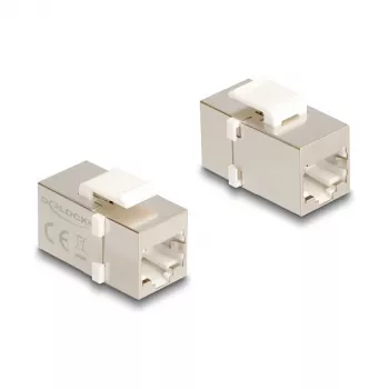 Delock 90637 Keystone-moduuli RJ45-naaras RJ45-naaras, Cat.6 FTP, hopea/valkoinen