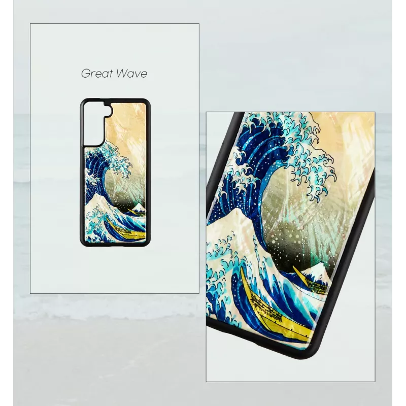 Suojakotelo iKins Samsung Galaxy S21+ — suojaava takakansi 'great wave'