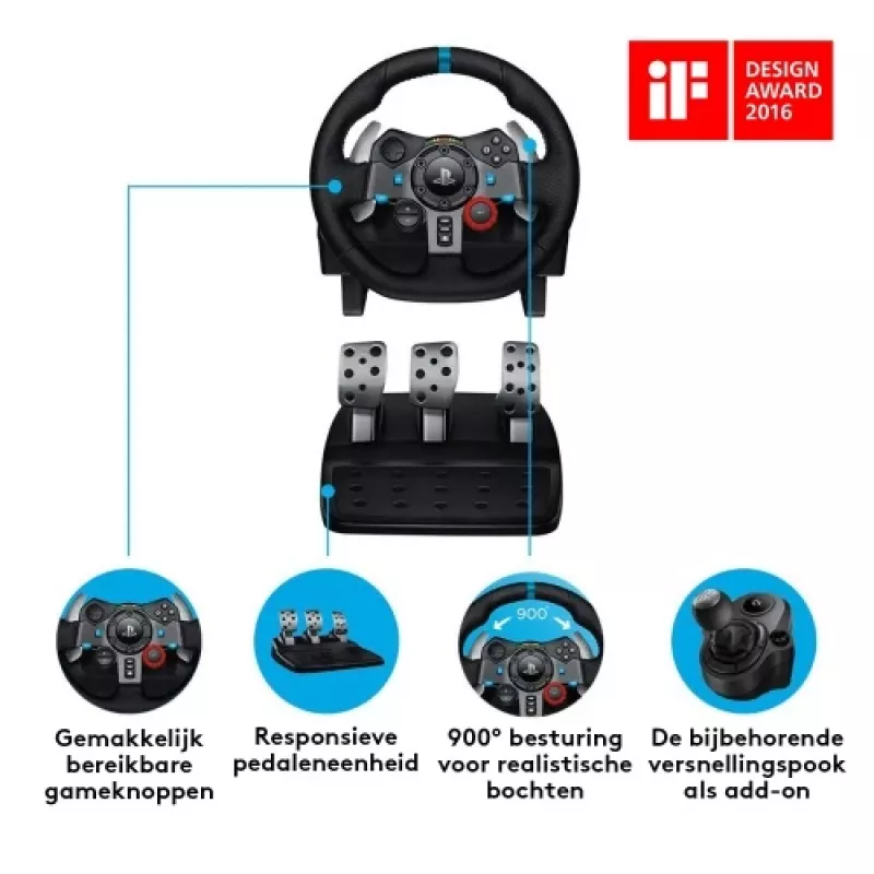 Logitech Driving Force G29 - ohjauspyörä- ja poljinsarja - langallinen - Sony PlayStation 3, Sony PlayStation 4