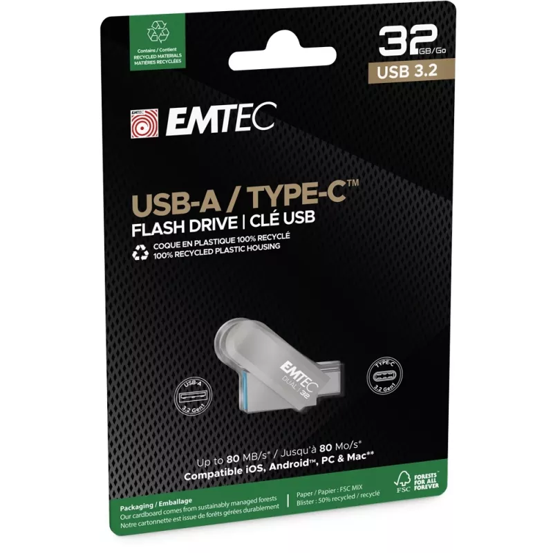 USB-muistitikku Emtec 32 GB USB Type-A USB Type-C D280