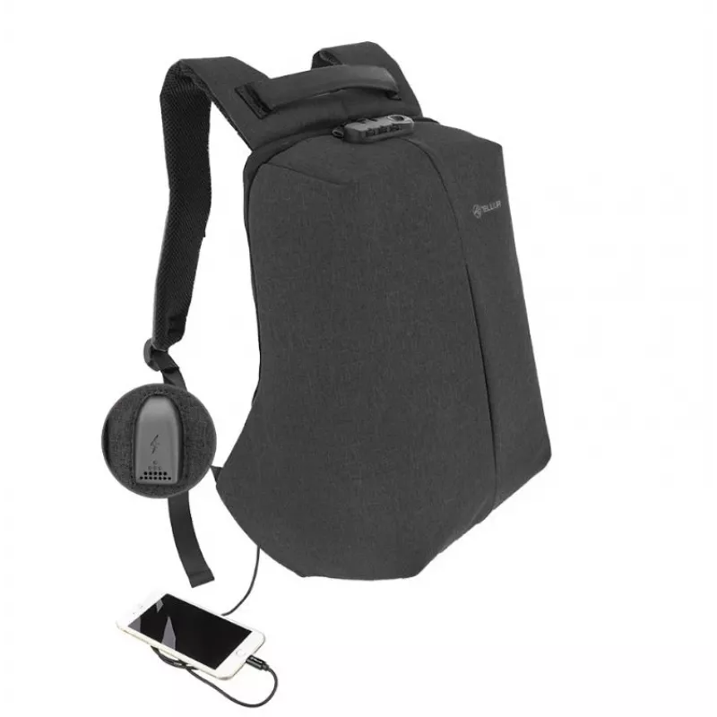 Reppu Tellur Notebook 15.6 Antitheft USB-liitännällä, musta
