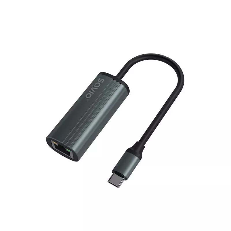 SAVIO adapteri USB-C 3.1 Gen.1 (M) - RJ-45 Gigabit Ethernet (F), 1000 Mbps, AK-56, harmaa