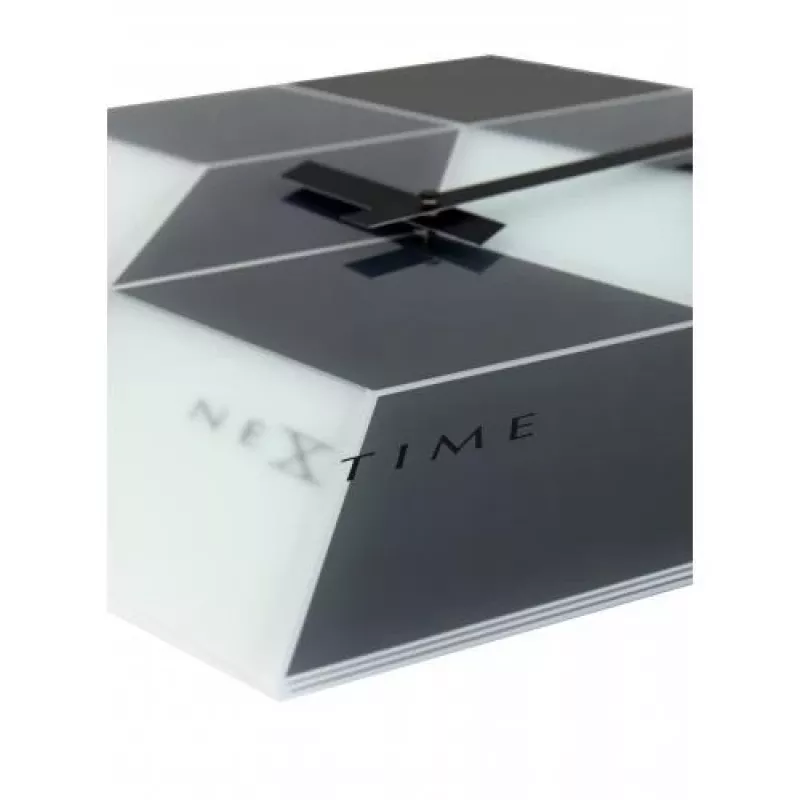 NeXtime kello 8171 Cubic, 43,5x37 cm, seinäkello, musta/valkoinen/harmaa