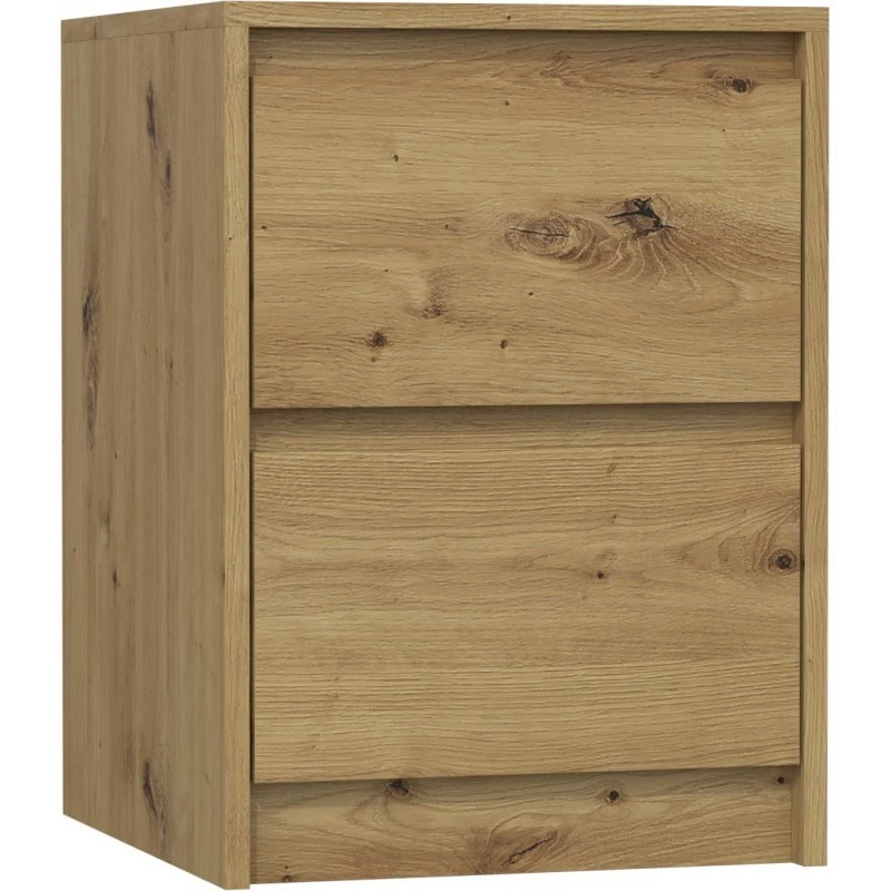 Topeshop K2 ARTISAN -yöpöytä 2 laatikkoa tammi