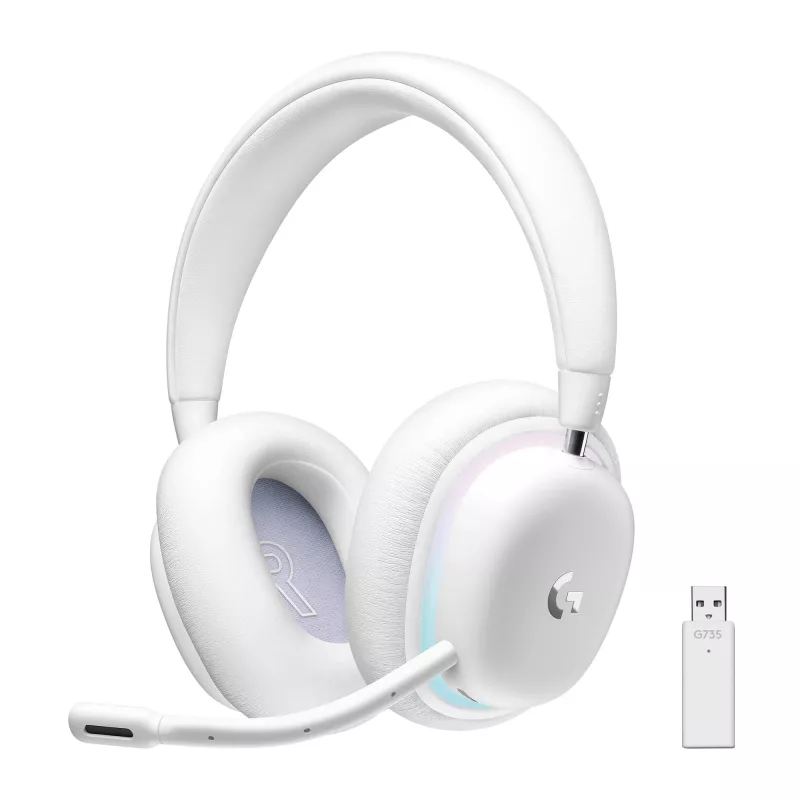 Logitech G G735 langaton pelikuuloke, jossa mukautuva LIGHTSYNC RGB -valaistus, LIGHTSPEED, Bluetooth, 3,5 mm liitäntä, yhteensopiva PC:n ja mobiililaitteiden kanssa