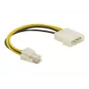 Delock 82391 virtasovitinkaapeli, 4-nastainen ATX12V (P4) uros – Molex 4-nastainen uros, 0,15 m
