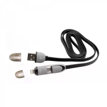 USB-A-pistoke - Micro-USB + 8-pin iPhone -pistoke kaapeli SBOX 1 m musta