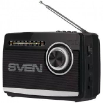 Kaiutin SVEN SRP-155, musta (3W, Bluetooth, FM/AM/SW, USB, microSD, taskulamppu, akku)