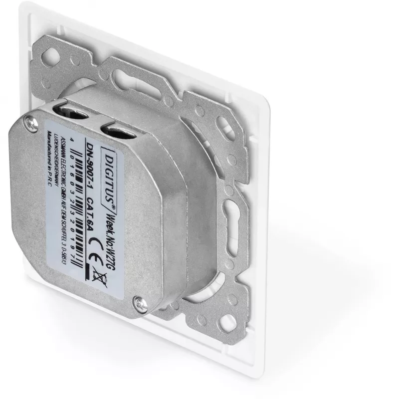 Digitus DN-9007-1 CAT 6A Class EA -verkkorasia, 2x RJ45, suojattu, uppoasennus, valkoinen