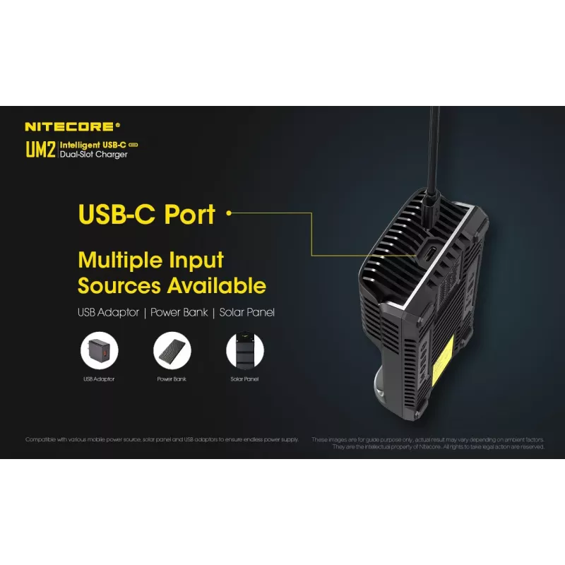 Nitecore UM2 akkulaturi kotitalousparisto DC litiumioni nikkelikadmium