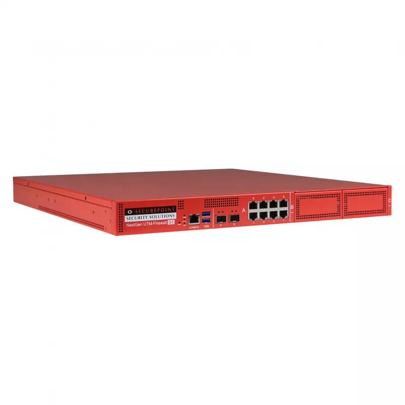 Securepoint RC1000R G5 Security UTM -laite, 30 Gbit/s, 3,5 Gbit/s, 1000 käyttäjää, AES, langallinen, RJ-45