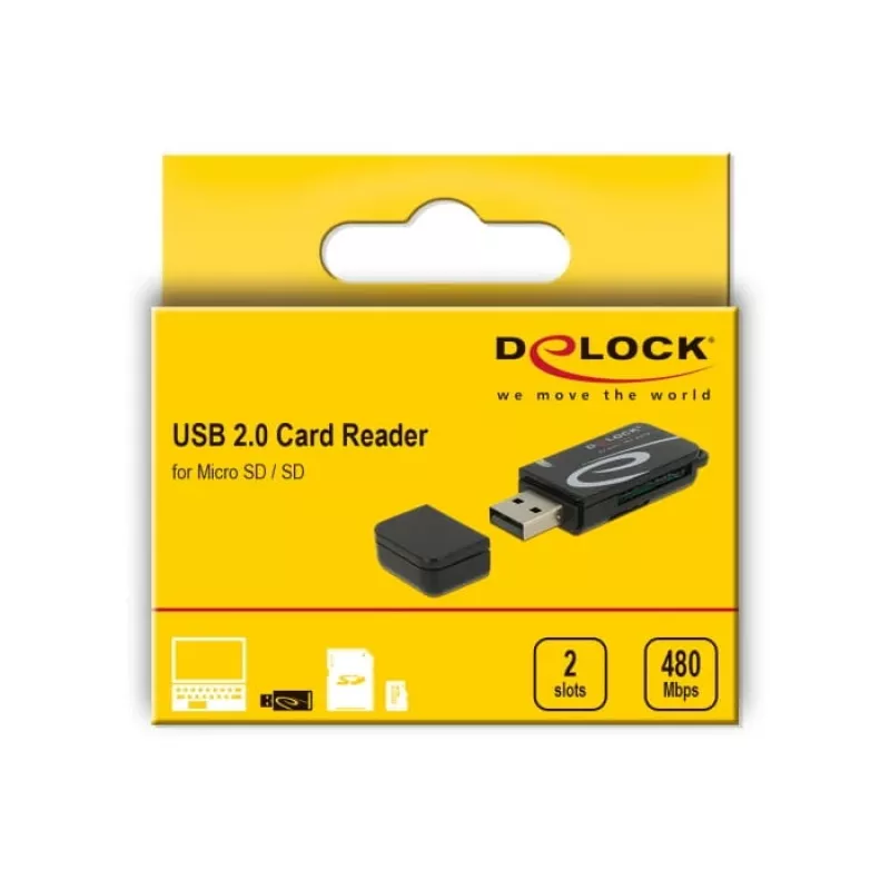 Kortinlukija DeLOCK Mini USB 2.0 SD- ja micro-SD-paikalla