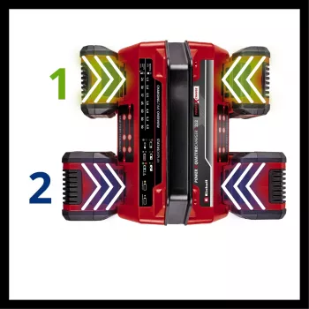 EINHELL Power X-Quattrocharger 4A - universaali Power X-Change laturi 4 akulle (LED-tilanäyttö | rinnakkaislataus | pikalataus | latauksen hallinta | Re