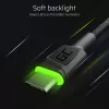 Green Cell Ray KABGCSET02 USB-A–USB-C-kaapelisarja (3 kpl), 1,2 m, 480 Mbit/s, vihreä LED-taustavalo